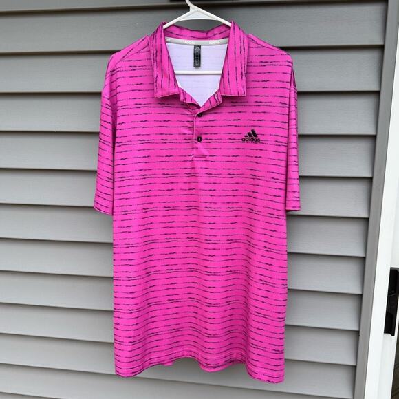 Adidas Golf size XL Lucid Fuchsia and Black Abstract Stripe Golf Polo - Picture 1 of 11